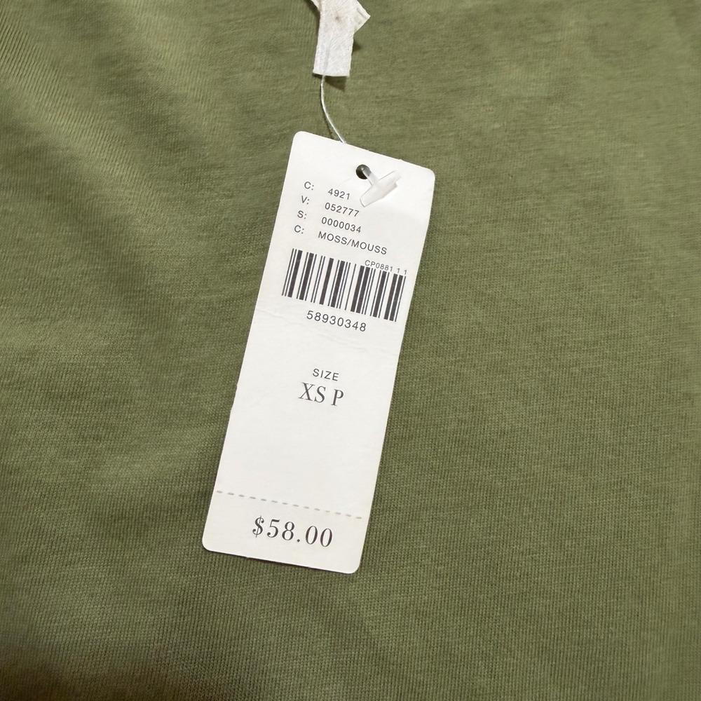 Anthropologie Padded Shoulder Muscle Tee Moss Green XSP Petite New With Tags - Picture 5 of 9